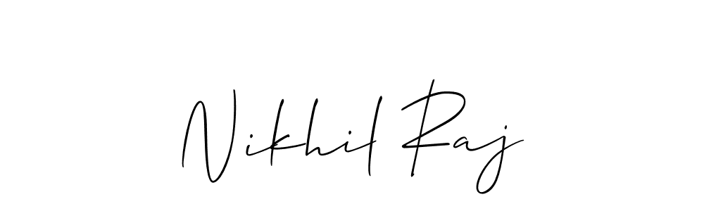 How to make Nikhil Raj name signature. Use Allison_Script style for creating short signs online. This is the latest handwritten sign. Nikhil Raj signature style 2 images and pictures png