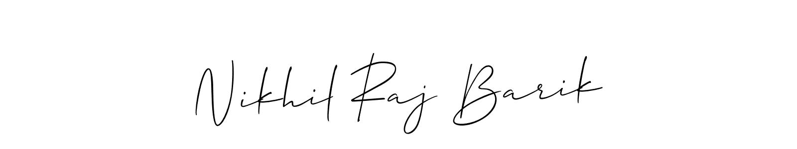 You should practise on your own different ways (Allison_Script) to write your name (Nikhil Raj Barik) in signature. don't let someone else do it for you. Nikhil Raj Barik signature style 2 images and pictures png