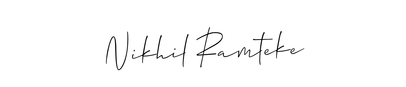 The best way (Allison_Script) to make a short signature is to pick only two or three words in your name. The name Nikhil Ramteke include a total of six letters. For converting this name. Nikhil Ramteke signature style 2 images and pictures png
