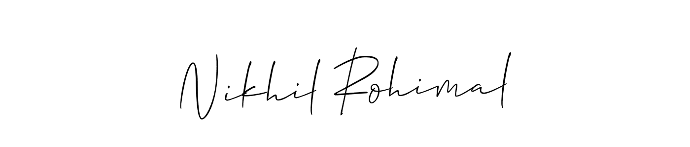 Allison_Script is a professional signature style that is perfect for those who want to add a touch of class to their signature. It is also a great choice for those who want to make their signature more unique. Get Nikhil Rohimal name to fancy signature for free. Nikhil Rohimal signature style 2 images and pictures png