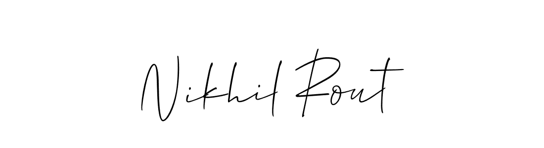 This is the best signature style for the Nikhil Rout name. Also you like these signature font (Allison_Script). Mix name signature. Nikhil Rout signature style 2 images and pictures png