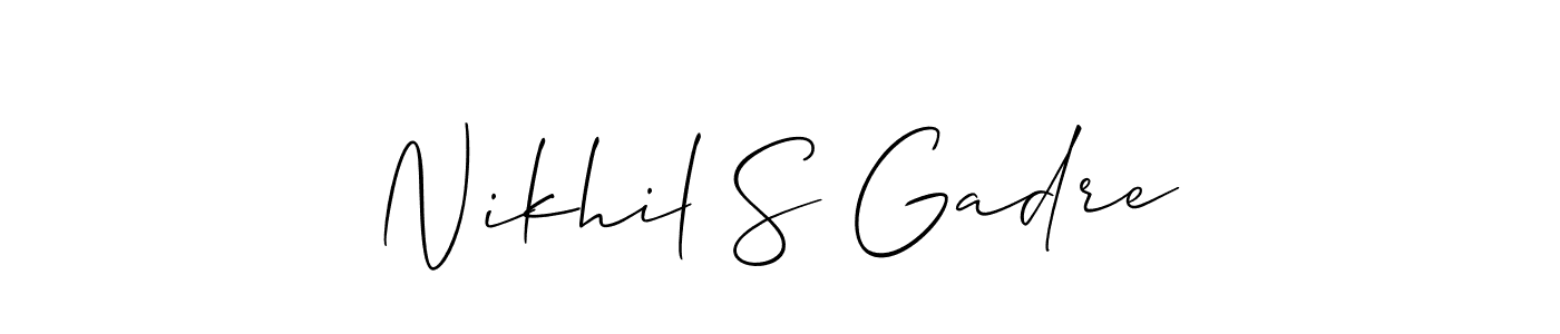 Also You can easily find your signature by using the search form. We will create Nikhil S Gadre name handwritten signature images for you free of cost using Allison_Script sign style. Nikhil S Gadre signature style 2 images and pictures png