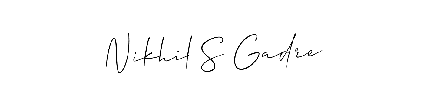 Also You can easily find your signature by using the search form. We will create Nikhil S Gadre name handwritten signature images for you free of cost using Allison_Script sign style. Nikhil S Gadre signature style 2 images and pictures png