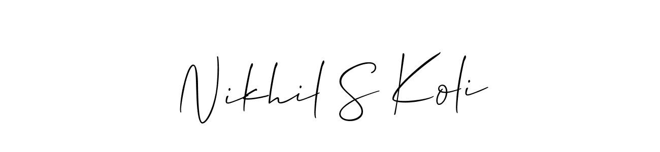 if you are searching for the best signature style for your name Nikhil S Koli. so please give up your signature search. here we have designed multiple signature styles  using Allison_Script. Nikhil S Koli signature style 2 images and pictures png