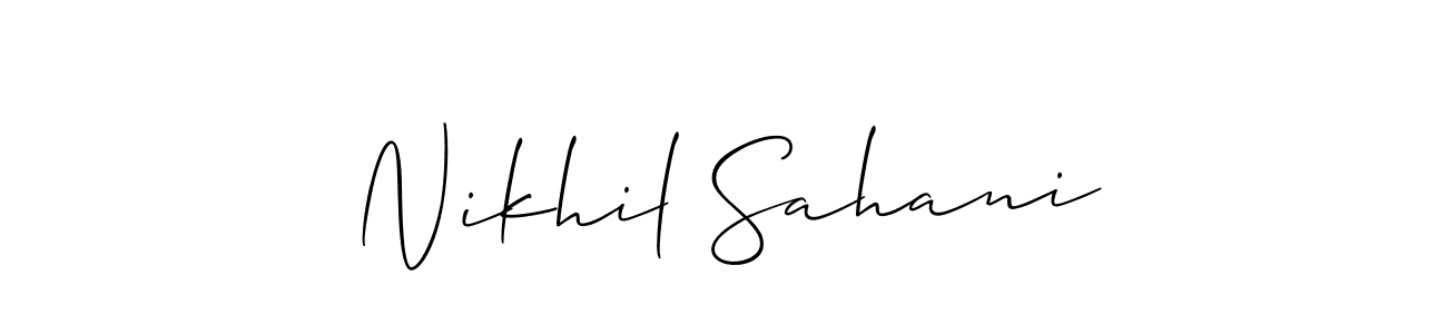 Use a signature maker to create a handwritten signature online. With this signature software, you can design (Allison_Script) your own signature for name Nikhil Sahani. Nikhil Sahani signature style 2 images and pictures png