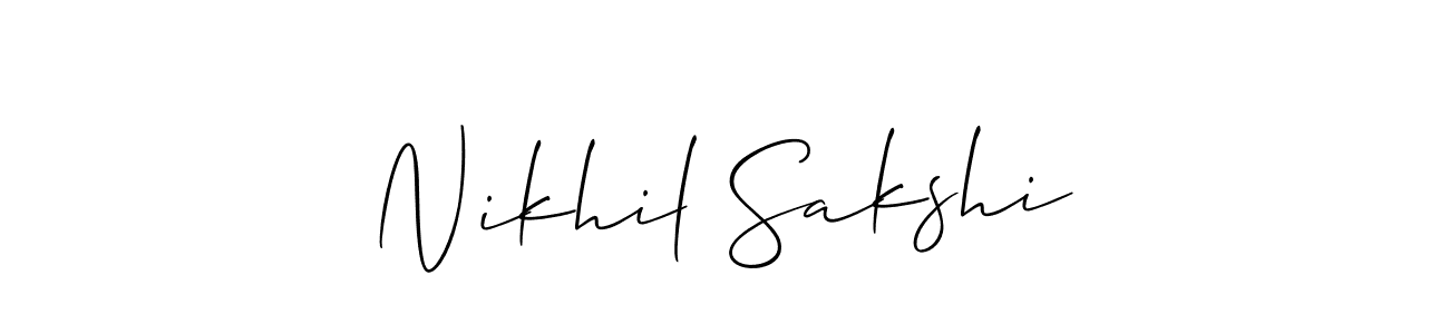 How to make Nikhil Sakshi name signature. Use Allison_Script style for creating short signs online. This is the latest handwritten sign. Nikhil Sakshi signature style 2 images and pictures png