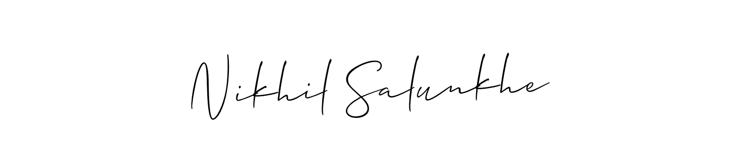 Use a signature maker to create a handwritten signature online. With this signature software, you can design (Allison_Script) your own signature for name Nikhil Salunkhe. Nikhil Salunkhe signature style 2 images and pictures png