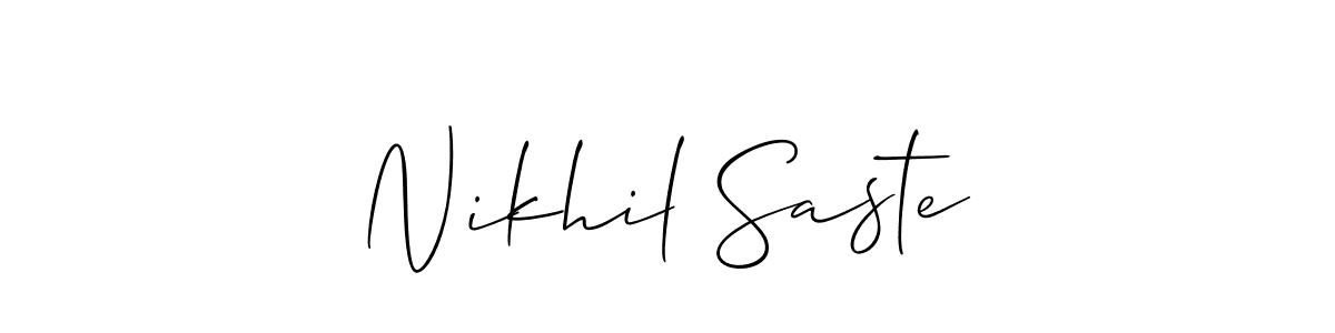 Allison_Script is a professional signature style that is perfect for those who want to add a touch of class to their signature. It is also a great choice for those who want to make their signature more unique. Get Nikhil Saste name to fancy signature for free. Nikhil Saste signature style 2 images and pictures png