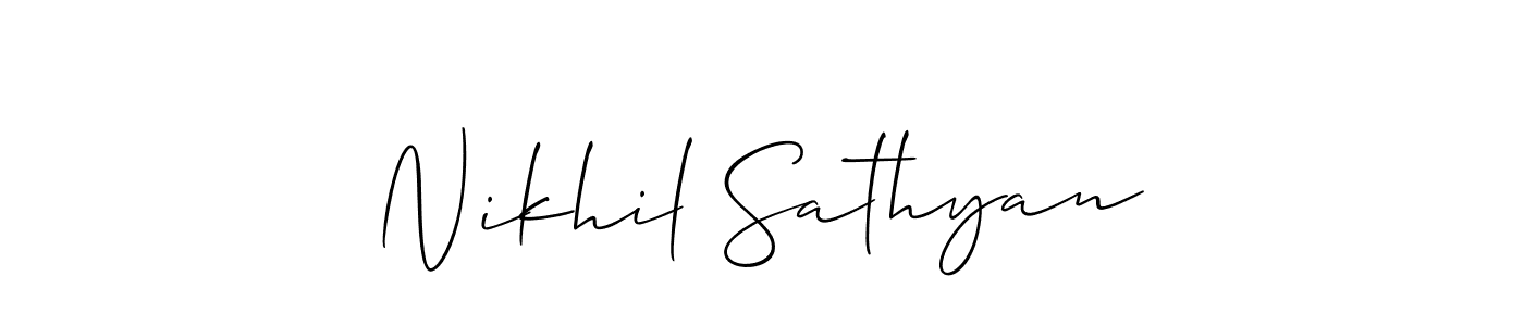 It looks lik you need a new signature style for name Nikhil Sathyan. Design unique handwritten (Allison_Script) signature with our free signature maker in just a few clicks. Nikhil Sathyan signature style 2 images and pictures png