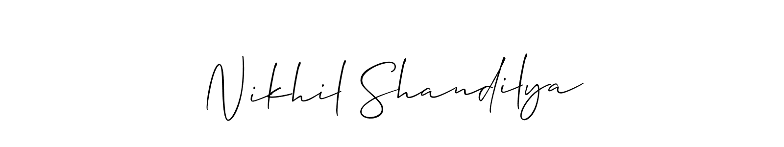 It looks lik you need a new signature style for name Nikhil Shandilya. Design unique handwritten (Allison_Script) signature with our free signature maker in just a few clicks. Nikhil Shandilya signature style 2 images and pictures png