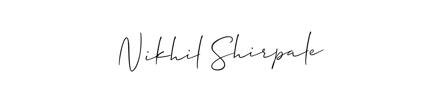 How to make Nikhil Shirpale name signature. Use Allison_Script style for creating short signs online. This is the latest handwritten sign. Nikhil Shirpale signature style 2 images and pictures png