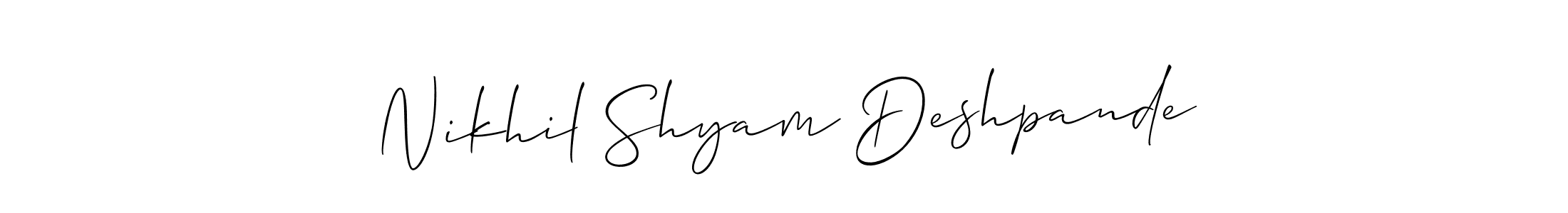 Nikhil Shyam Deshpande stylish signature style. Best Handwritten Sign (Allison_Script) for my name. Handwritten Signature Collection Ideas for my name Nikhil Shyam Deshpande. Nikhil Shyam Deshpande signature style 2 images and pictures png