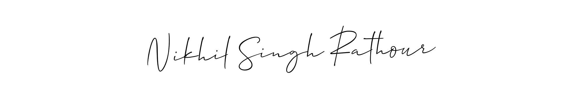 The best way (Allison_Script) to make a short signature is to pick only two or three words in your name. The name Nikhil Singh Rathour include a total of six letters. For converting this name. Nikhil Singh Rathour signature style 2 images and pictures png