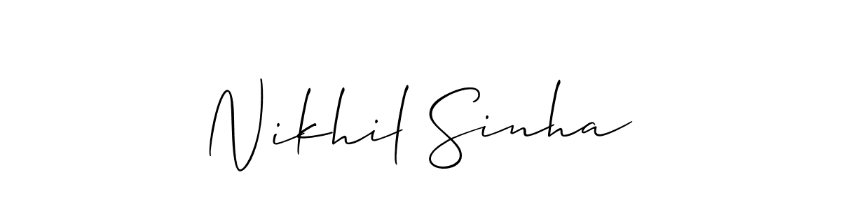The best way (Allison_Script) to make a short signature is to pick only two or three words in your name. The name Nikhil Sinha include a total of six letters. For converting this name. Nikhil Sinha signature style 2 images and pictures png