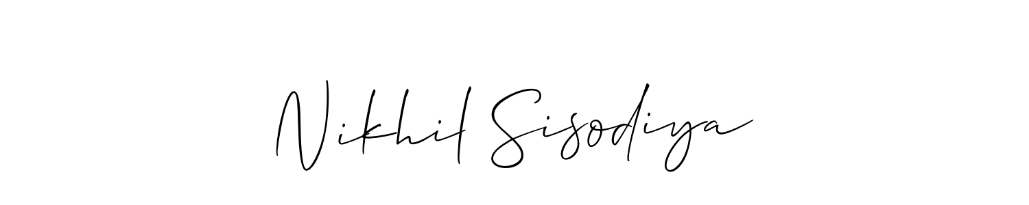 This is the best signature style for the Nikhil Sisodiya name. Also you like these signature font (Allison_Script). Mix name signature. Nikhil Sisodiya signature style 2 images and pictures png