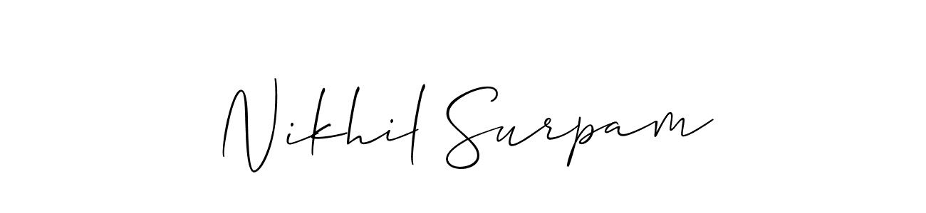 Design your own signature with our free online signature maker. With this signature software, you can create a handwritten (Allison_Script) signature for name Nikhil Surpam. Nikhil Surpam signature style 2 images and pictures png