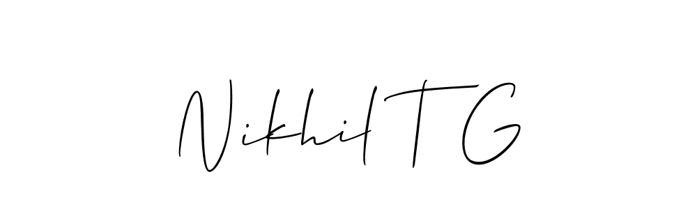 Use a signature maker to create a handwritten signature online. With this signature software, you can design (Allison_Script) your own signature for name Nikhil T G. Nikhil T G signature style 2 images and pictures png