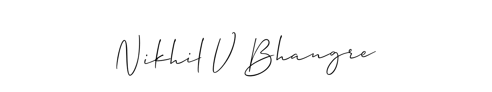 Make a short Nikhil V Bhangre signature style. Manage your documents anywhere anytime using Allison_Script. Create and add eSignatures, submit forms, share and send files easily. Nikhil V Bhangre signature style 2 images and pictures png