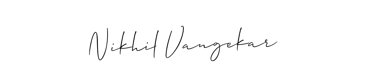 Make a beautiful signature design for name Nikhil Vangekar. With this signature (Allison_Script) style, you can create a handwritten signature for free. Nikhil Vangekar signature style 2 images and pictures png