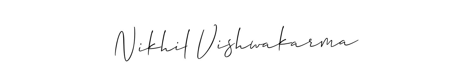 How to make Nikhil Vishwakarma signature? Allison_Script is a professional autograph style. Create handwritten signature for Nikhil Vishwakarma name. Nikhil Vishwakarma signature style 2 images and pictures png