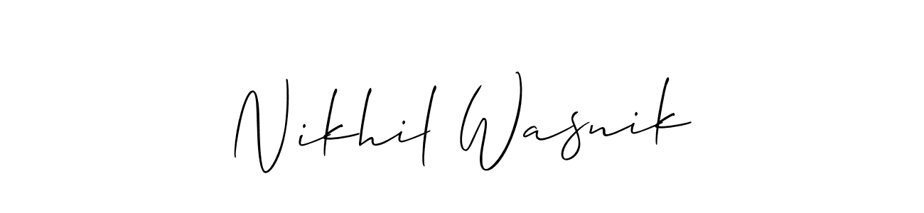 This is the best signature style for the Nikhil Wasnik name. Also you like these signature font (Allison_Script). Mix name signature. Nikhil Wasnik signature style 2 images and pictures png