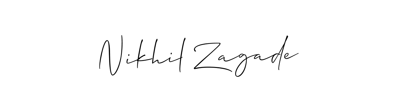 Allison_Script is a professional signature style that is perfect for those who want to add a touch of class to their signature. It is also a great choice for those who want to make their signature more unique. Get Nikhil Zagade name to fancy signature for free. Nikhil Zagade signature style 2 images and pictures png