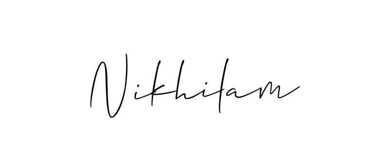 Allison_Script is a professional signature style that is perfect for those who want to add a touch of class to their signature. It is also a great choice for those who want to make their signature more unique. Get Nikhilam name to fancy signature for free. Nikhilam signature style 2 images and pictures png