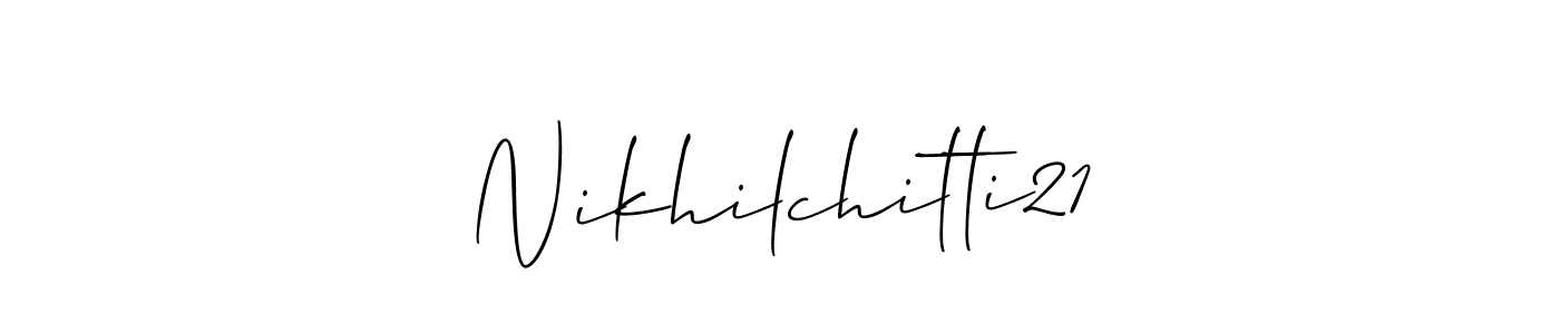 Allison_Script is a professional signature style that is perfect for those who want to add a touch of class to their signature. It is also a great choice for those who want to make their signature more unique. Get Nikhilchitti21 name to fancy signature for free. Nikhilchitti21 signature style 2 images and pictures png