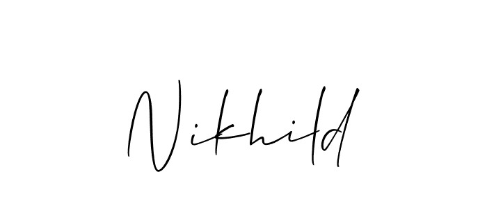 Allison_Script is a professional signature style that is perfect for those who want to add a touch of class to their signature. It is also a great choice for those who want to make their signature more unique. Get Nikhild name to fancy signature for free. Nikhild signature style 2 images and pictures png