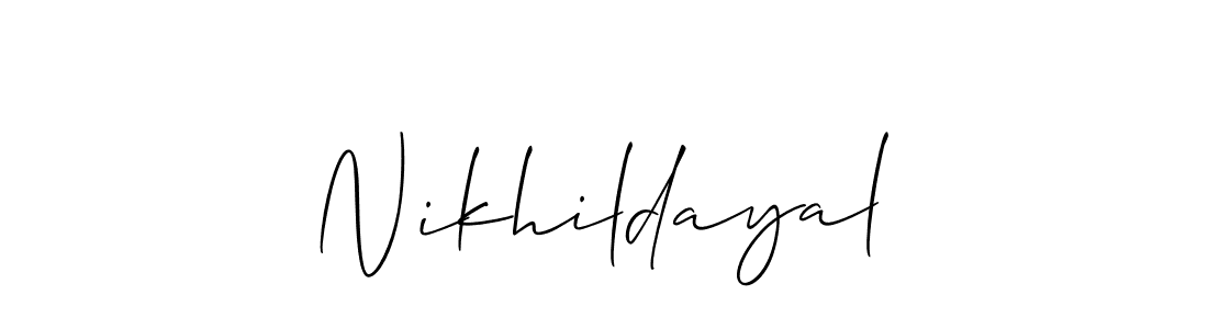 How to make Nikhildayal signature? Allison_Script is a professional autograph style. Create handwritten signature for Nikhildayal name. Nikhildayal signature style 2 images and pictures png