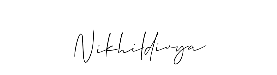 Use a signature maker to create a handwritten signature online. With this signature software, you can design (Allison_Script) your own signature for name Nikhildivya. Nikhildivya signature style 2 images and pictures png