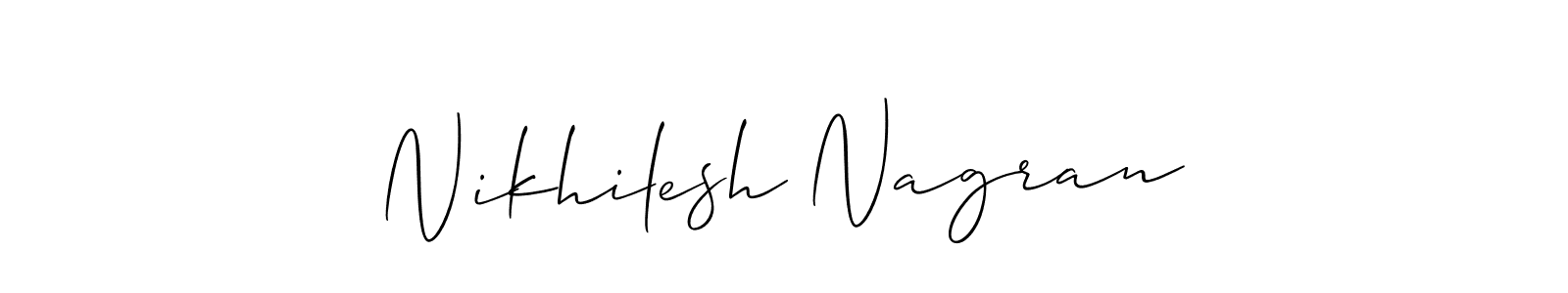 Create a beautiful signature design for name Nikhilesh Nagran. With this signature (Allison_Script) fonts, you can make a handwritten signature for free. Nikhilesh Nagran signature style 2 images and pictures png