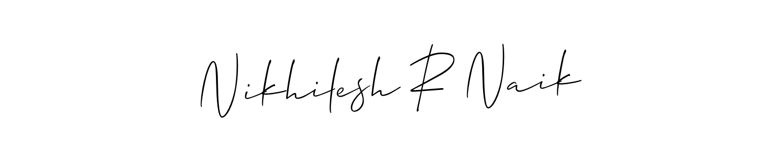 This is the best signature style for the Nikhilesh R Naik name. Also you like these signature font (Allison_Script). Mix name signature. Nikhilesh R Naik signature style 2 images and pictures png