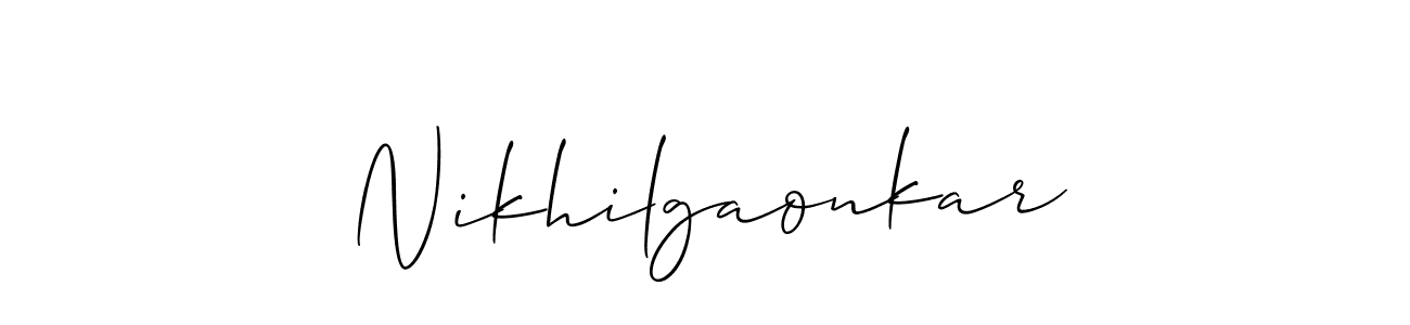 How to make Nikhilgaonkar name signature. Use Allison_Script style for creating short signs online. This is the latest handwritten sign. Nikhilgaonkar signature style 2 images and pictures png