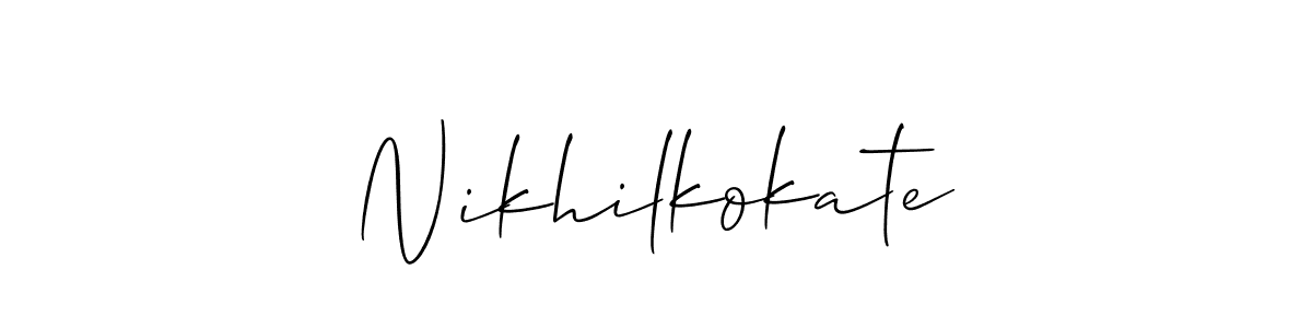 The best way (Allison_Script) to make a short signature is to pick only two or three words in your name. The name Nikhilkokate include a total of six letters. For converting this name. Nikhilkokate signature style 2 images and pictures png