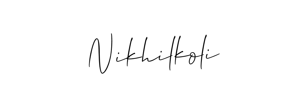 How to make Nikhilkoli signature? Allison_Script is a professional autograph style. Create handwritten signature for Nikhilkoli name. Nikhilkoli signature style 2 images and pictures png