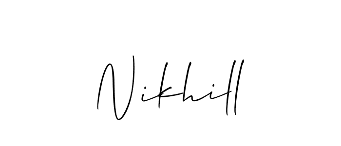 Create a beautiful signature design for name Nikhill. With this signature (Allison_Script) fonts, you can make a handwritten signature for free. Nikhill signature style 2 images and pictures png