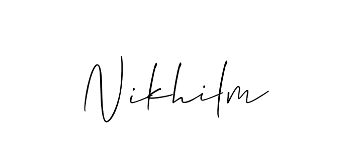 Make a beautiful signature design for name Nikhilm. With this signature (Allison_Script) style, you can create a handwritten signature for free. Nikhilm signature style 2 images and pictures png