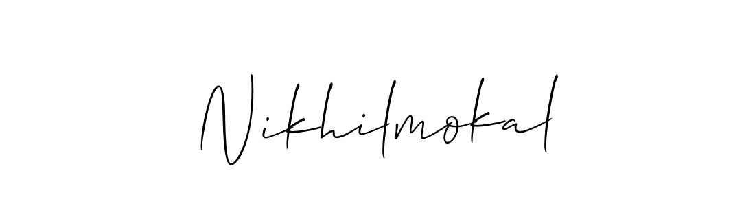 if you are searching for the best signature style for your name Nikhilmokal. so please give up your signature search. here we have designed multiple signature styles  using Allison_Script. Nikhilmokal signature style 2 images and pictures png
