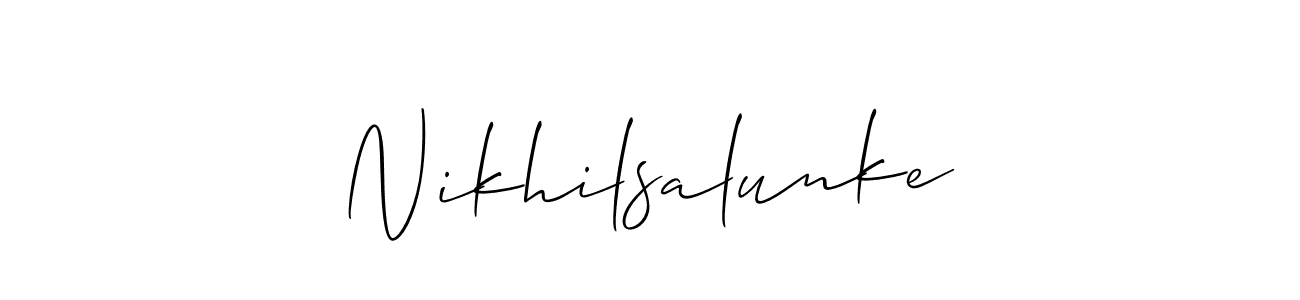 Use a signature maker to create a handwritten signature online. With this signature software, you can design (Allison_Script) your own signature for name Nikhilsalunke. Nikhilsalunke signature style 2 images and pictures png