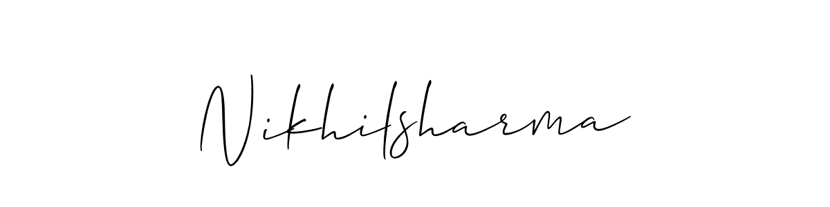 Also You can easily find your signature by using the search form. We will create Nikhilsharma name handwritten signature images for you free of cost using Allison_Script sign style. Nikhilsharma signature style 2 images and pictures png