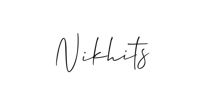 You should practise on your own different ways (Allison_Script) to write your name (Nikhits) in signature. don't let someone else do it for you. Nikhits signature style 2 images and pictures png