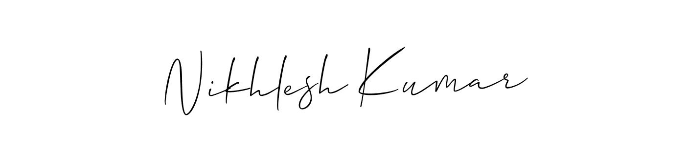 Make a beautiful signature design for name Nikhlesh Kumar. With this signature (Allison_Script) style, you can create a handwritten signature for free. Nikhlesh Kumar signature style 2 images and pictures png