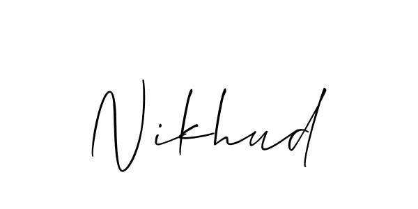 Make a beautiful signature design for name Nikhud. With this signature (Allison_Script) style, you can create a handwritten signature for free. Nikhud signature style 2 images and pictures png