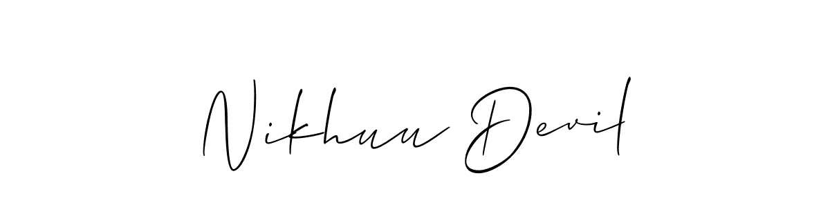 Use a signature maker to create a handwritten signature online. With this signature software, you can design (Allison_Script) your own signature for name Nikhuu Devil. Nikhuu Devil signature style 2 images and pictures png