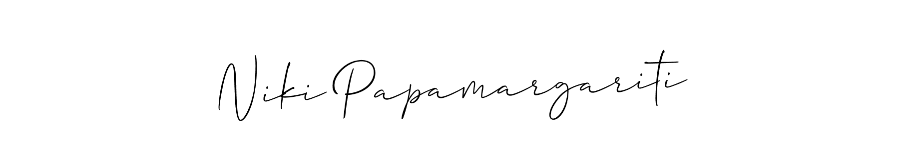 This is the best signature style for the Niki Papamargariti name. Also you like these signature font (Allison_Script). Mix name signature. Niki Papamargariti signature style 2 images and pictures png