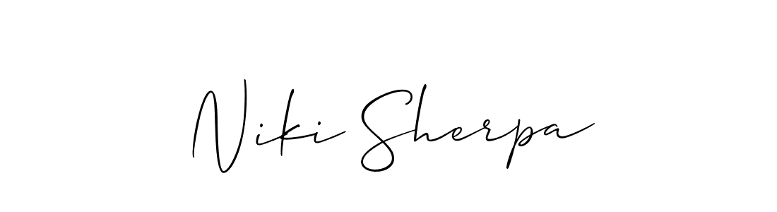 if you are searching for the best signature style for your name Niki Sherpa. so please give up your signature search. here we have designed multiple signature styles  using Allison_Script. Niki Sherpa signature style 2 images and pictures png