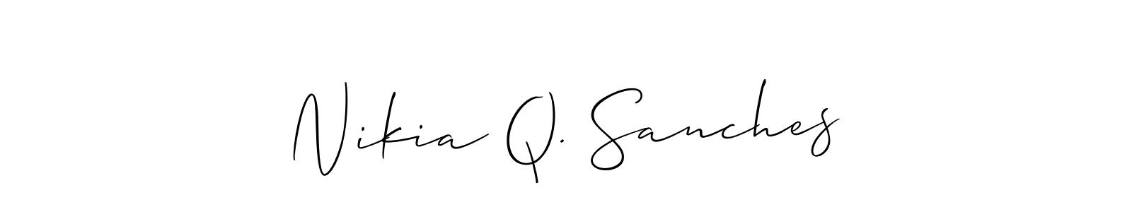 How to make Nikia Q. Sanches signature? Allison_Script is a professional autograph style. Create handwritten signature for Nikia Q. Sanches name. Nikia Q. Sanches signature style 2 images and pictures png