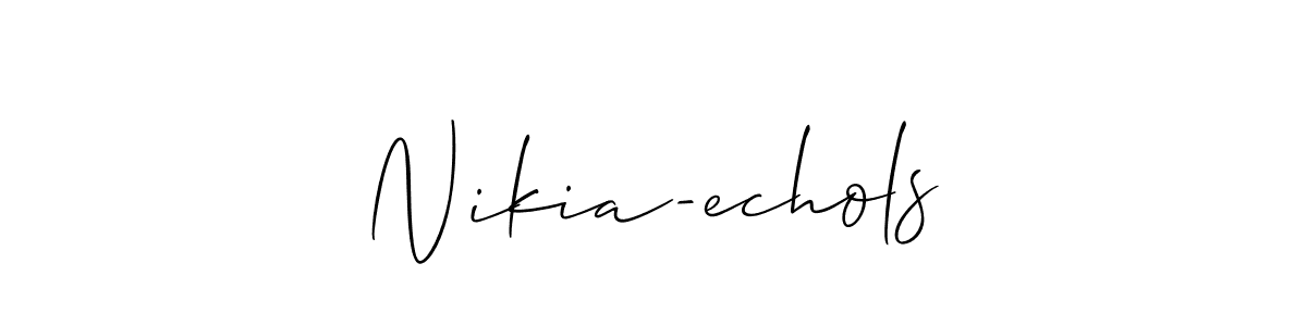 Similarly Allison_Script is the best handwritten signature design. Signature creator online .You can use it as an online autograph creator for name Nikia-echols. Nikia-echols signature style 2 images and pictures png