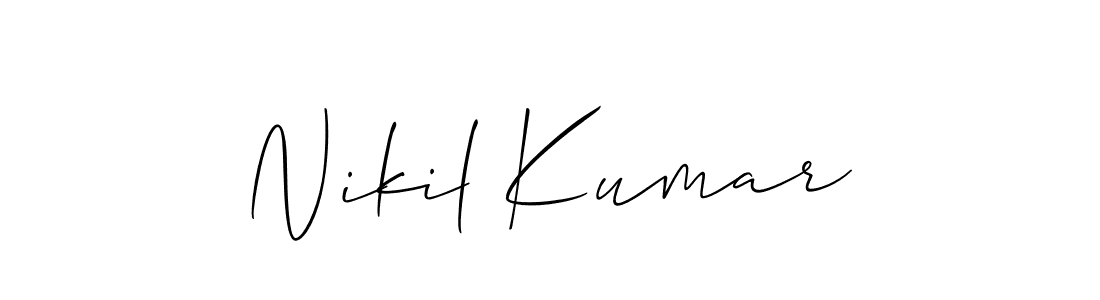 How to make Nikil Kumar name signature. Use Allison_Script style for creating short signs online. This is the latest handwritten sign. Nikil Kumar signature style 2 images and pictures png